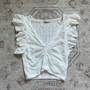 Zara white eyelet top
